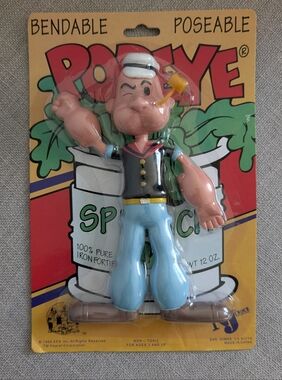 Poseable Popeye Bendable Figure - Pink Skin, Black Shirt, Light Blue Pants
